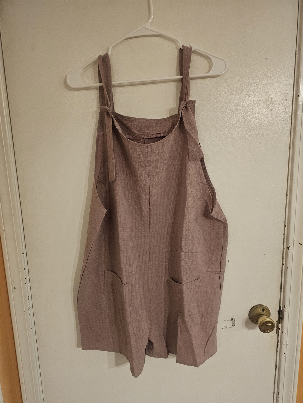 Mauve Sleeveless Cotton Romper with Pockets